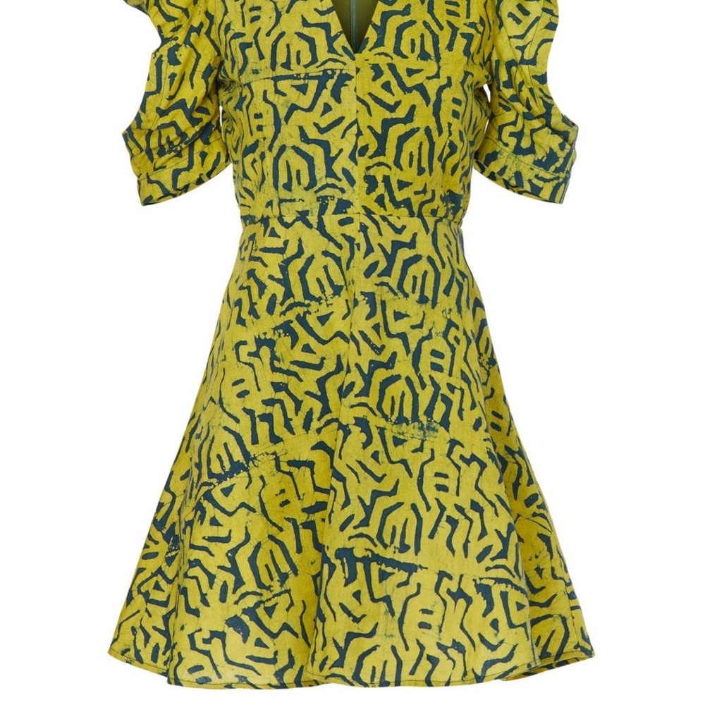 Yellow and Blue Patterned Dress